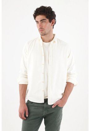 Tennis Camisa Regular Fit Con Frente Limpio En Algodón Crema Para Hombre