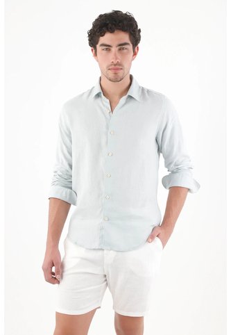 Tennis Bermuda Chino Fit Con Bolsillos Diagonales En Lino Blanco Para Hombre Tennis