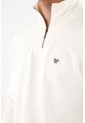 Tennis Buzo Para Hombre De Algodón Blanco Crudo Fit Clásico Con Bordado De Raquetas de Tennis
