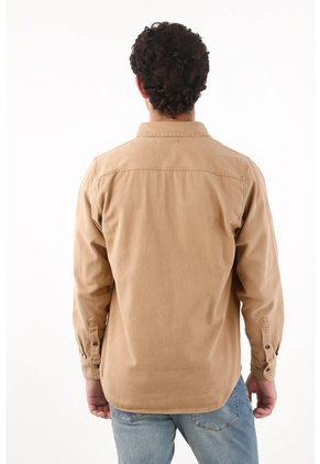 Tennis Camisa Relajada Con Bolsillo Cuadrado En Algodón Camel Para Hombre