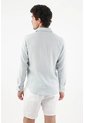 Tennis Camisa Fit Regular Con Botones Crema En Lino Azul Hielo Para Hombre de Tennis