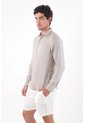 Tennis Camisa Corte Recto Con Botones Crema En Lino Gris Claro Para Hombre de Tennis