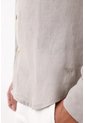 Tennis Camisa Corte Recto Con Botones Crema En Lino Gris Claro Para Hombre de Tennis