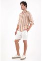 Tennis Camisa Regular Fit Con Rayas Verticales Texturizadas De Poliéster Beige Arena Para Hombre de Tennis