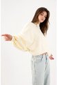 Tennis Buzo Oversize Cropped Con Mangas Abullonadas En Algodón Amarillo Pastel Para Mujer de Tennis