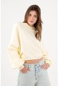 Tennis Buzo Oversize Cropped Con Mangas Abullonadas En Algodón Amarillo Pastel Para Mujer de Tennis