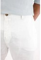 Tennis Bermuda Chino Fit Con Bolsillos Diagonales En Lino Blanco Para Hombre de Tennis