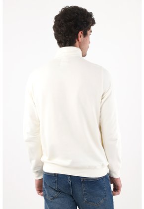 Tennis Buzo Para Hombre De Algodón Blanco Crudo Fit Clásico Con Bordado De Raquetas