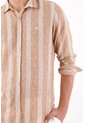 Tennis Camisa Regular Fit Con Rayas Verticales Texturizadas De Poliéster Beige Arena Para Hombre de Tennis