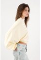 Tennis Buzo Oversize Cropped Con Mangas Abullonadas En Algodón Amarillo Pastel Para Mujer de Tennis