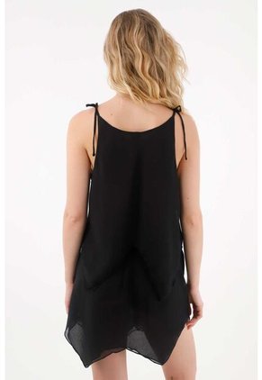 Tennis Camisa De Tiras Con Detalles En Lentejuelas Negra Para Mujer