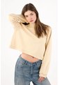 Tennis Buzo Cropped Holgado Con Cuello Alto Acanalado De Algodón Beige Para Mujer de Tennis