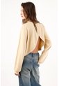 Tennis Buzo Cropped Holgado Con Cuello Alto Acanalado De Algodón Beige Para Mujer de Tennis