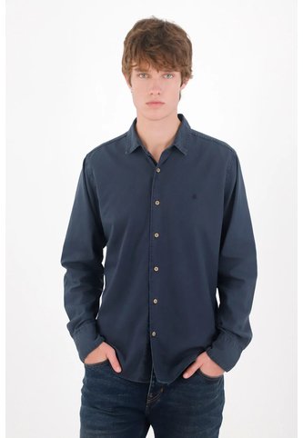 Tennis Camisa Regular Fit Con Botones Contraste En Algodón Azul Marino Para Hombre Tennis