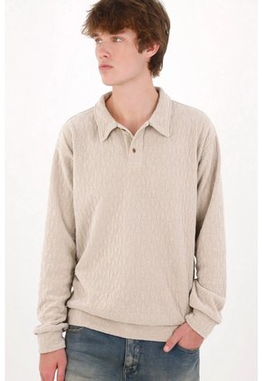 Tennis Buzo Fit Regular Con Textura En Beige Para Hombre