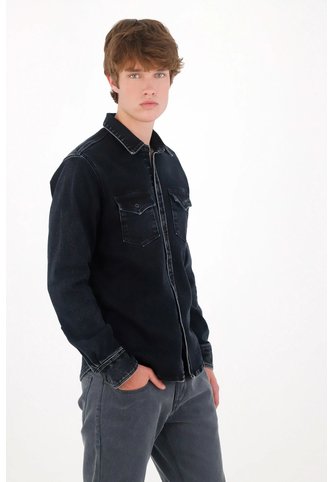 Tennis Camisa Regular Fit Con Lavado En Contraste De Algodón Negro Para Hombre Tennis