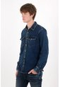 Tennis Camisa Ajuste Clásico Con Costuras Contrastadas En Denim Para Hombre de Tennis