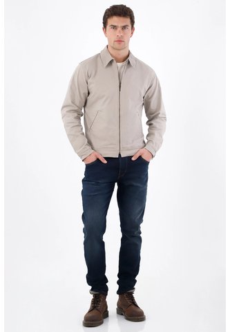 Tennis Abrigo Fit Recto Con Cuello Camisero Limpio De Algodón Beige Para Hombre Tennis