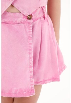 Falda Short Rosada Con Tablas Para Niña