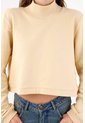 Tennis Buzo Cropped Holgado Con Cuello Alto Acanalado De Algodón Beige Para Mujer de Tennis