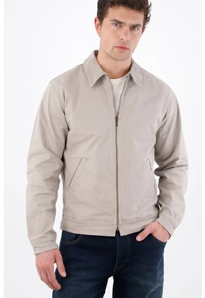 Tennis Abrigo Fit Recto Con Cuello Camisero Limpio De Algodón Beige Para Hombre