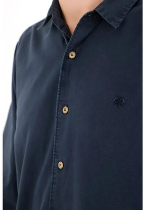 Tennis Camisa Regular Fit Con Botones Contraste En Algodón Azul Marino Para Hombre