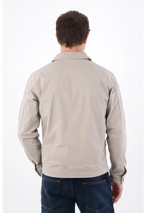 Tennis Abrigo Fit Recto Con Cuello Camisero Limpio De Algodón Beige Para Hombre