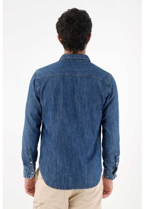 Tennis Camisa Manga Larga Azul Con Caída Fluida Para Hombre