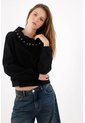 Tennis Buzo Fit Relajado Con Cuello Asimétrico En  Negro Para Mujer de Tennis