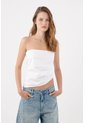 Tennis Top Strapless Fit Recto Con Bajo Asimétrico En Algodón Blanco Para Mujer de Tennis