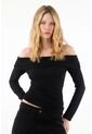 Camiseta Off Shoulder Negra Para Mujer de Tennis