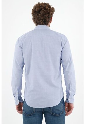 Tennis Camisa Azul Con Cuello Francés Para Hombre