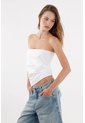 Tennis Top Strapless Fit Recto Con Bajo Asimétrico En Algodón Blanco Para Mujer de Tennis