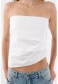 Tennis Top Strapless Fit Recto Con Bajo Asimétrico En Algodón Blanco Para Mujer de Tennis