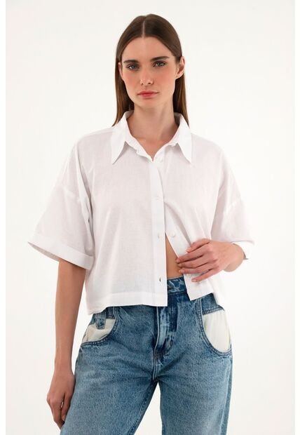 Tennis Camisa Blanca Cuello Clásico Para Mujer