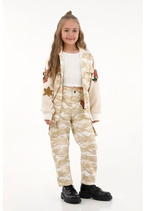 Abrigo Crudo De Estampado Militar Para Niña
