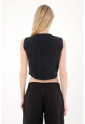 Tennis Chaleco Con Proceso Láser Bordado Negro Para Mujer