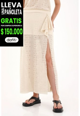 Falda Larga En Tela Tipo Malla Crudo Para Mujer Tennis