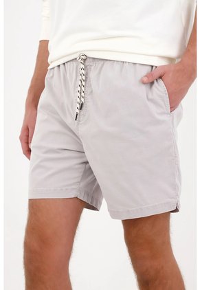 Tennis Bermuda Regular Fit Con Cintura Elástica Y Cordón Bicolor De Algodón Gris Claro Para Hombre
