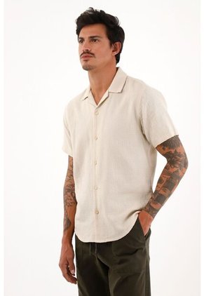 Tennis Camisa Resort Con Tela Texturizada Crudo Para Hombre
