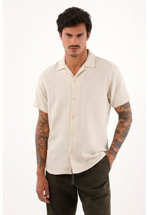 Tennis Camisa Resort Con Tela Texturizada Crudo Para Hombre