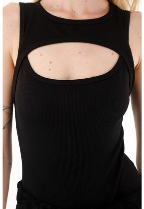 Body Negro Con Escote Abierto Para Mujer