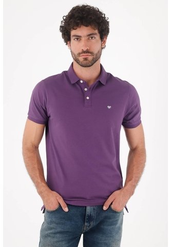 Tennis Polo Para Hombre De Algodón Morado Fit Regular Con Mini Logo Bordado Tennis