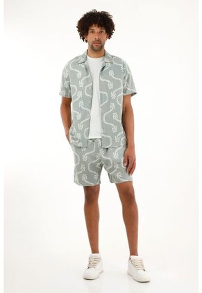Tennis Camisa Con Estampado De Palmeras Para Hombre