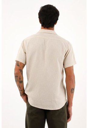 Tennis Camisa Resort Con Tela Texturizada Crudo Para Hombre