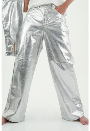 Tennis Pantalón Oversize Plateado Para Mujer