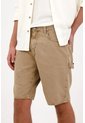 Tennis Bermuda Cargo De Fit Recto Con Detalle Lateral En Algodón Caqui Para Hombre de Tennis