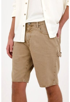 Tennis Bermuda Cargo De Fit Recto Con Detalle Lateral En Algodón Caqui Para Hombre
