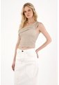 Tennis Camiseta Tela Texturizada Crudo Con Cuello Definido Para Mujer de Tennis