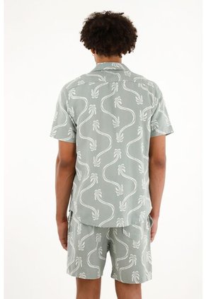 Tennis Camisa Con Estampado De Palmeras Para Hombre